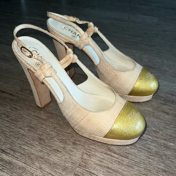 Vintage CHANEL Slingback Platform Heel Size 41 - Picture 8 of 9